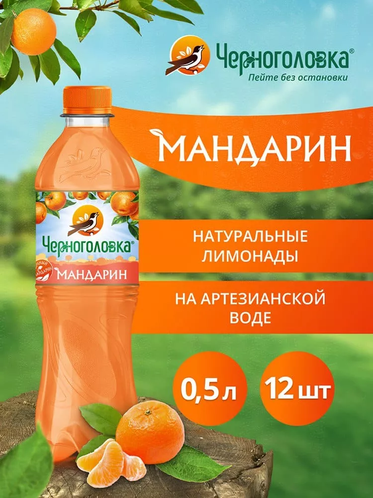 Черноголовка Лимонад Мандарин 0,5 л. ПЭТ (12 бут.) - дополнительное фото